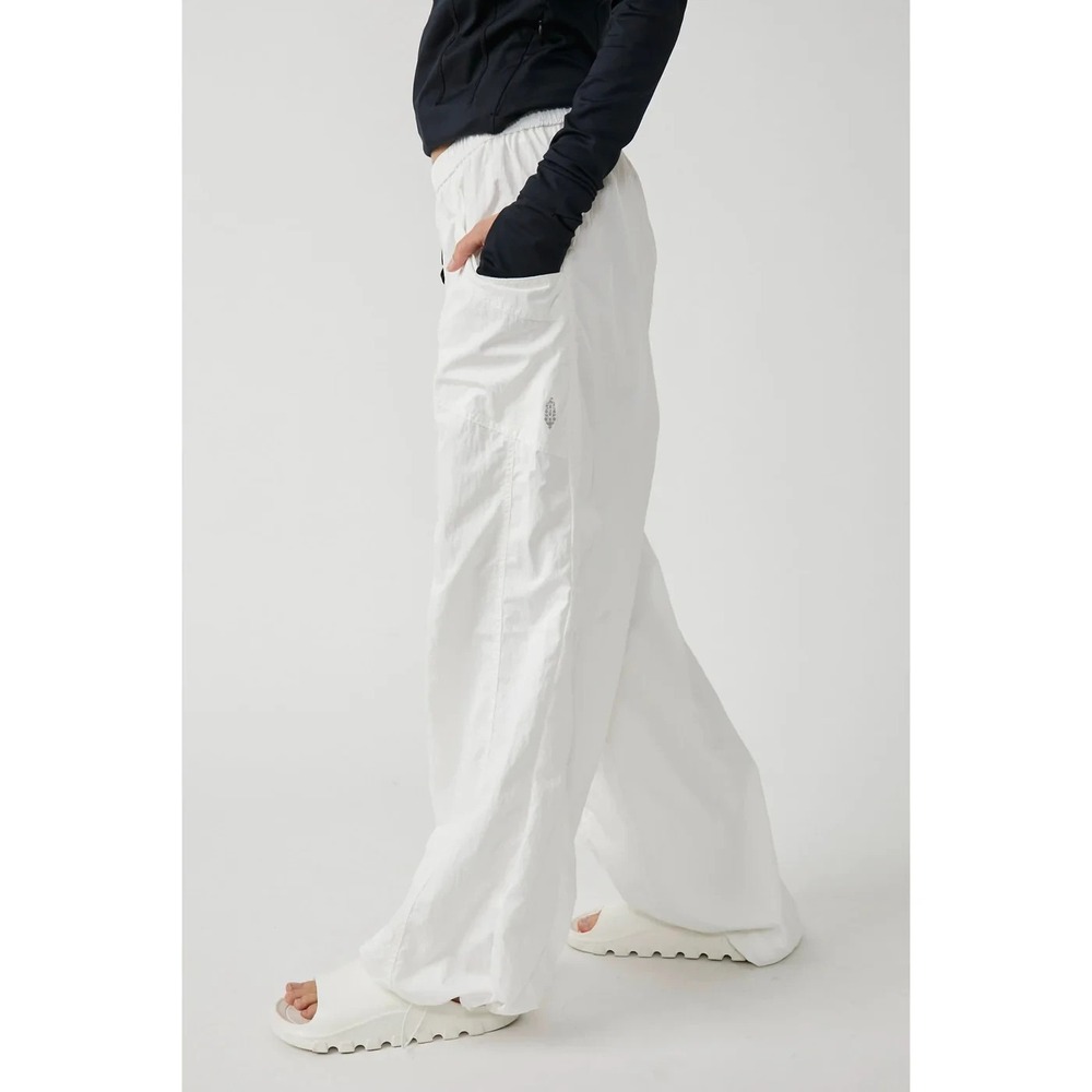 Free People Movement Off the Record Pants L Wide Leg White Utility Y2K Parachute - Picture 6 of 16